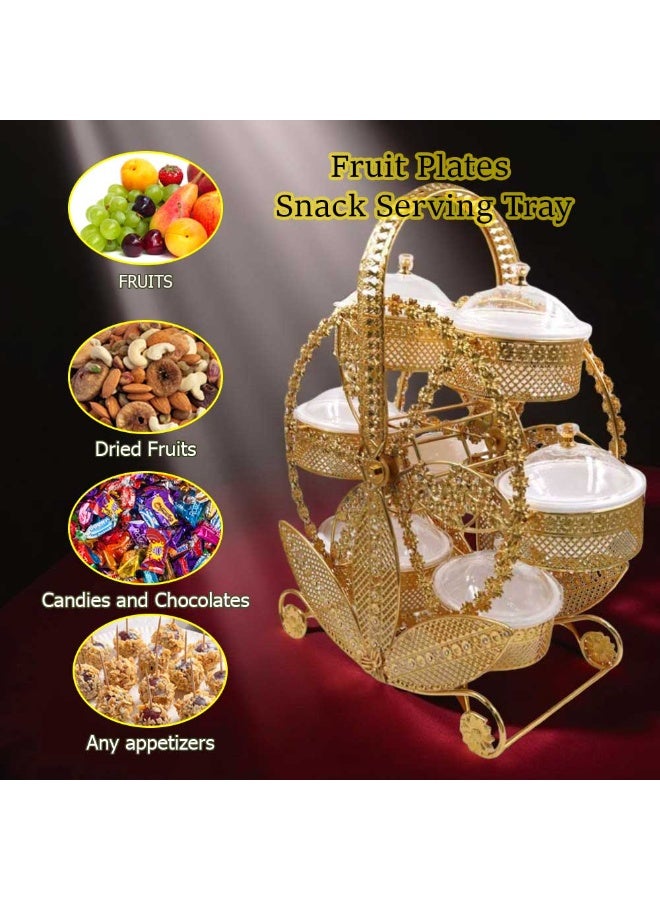 Luxury Gold-Plated Fruit & Snack Serving Tray Elegant Multi-Compartment Dessert & Appetizer Stand - Image 4